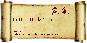 Pritz Hilária névjegykártya